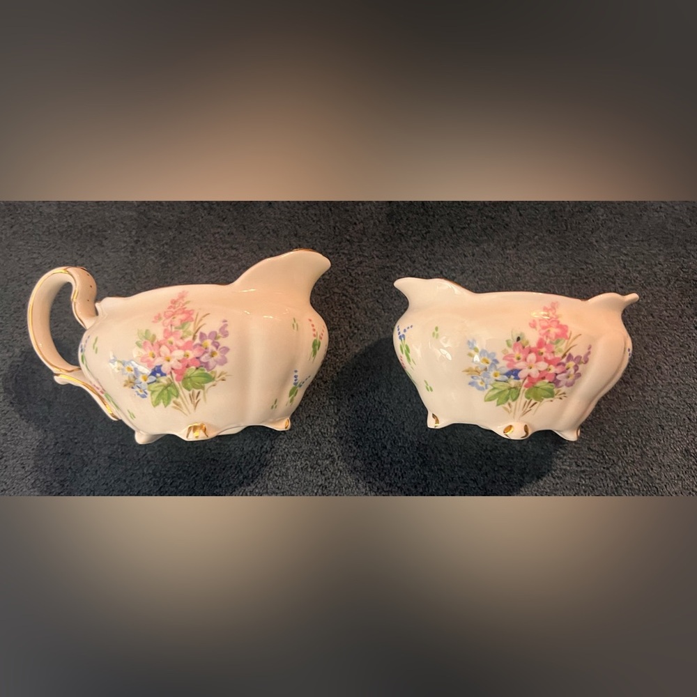 Vintage Royal Stanford Creamer And Sugar Fine Bone‎ China Made In England.